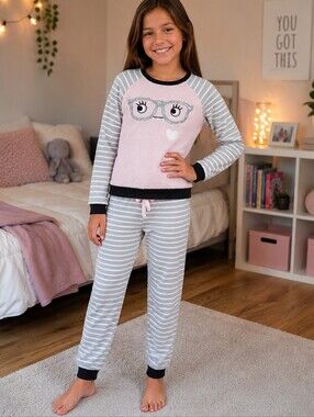 Girls 10-12 Fuzzy Monster pjs
